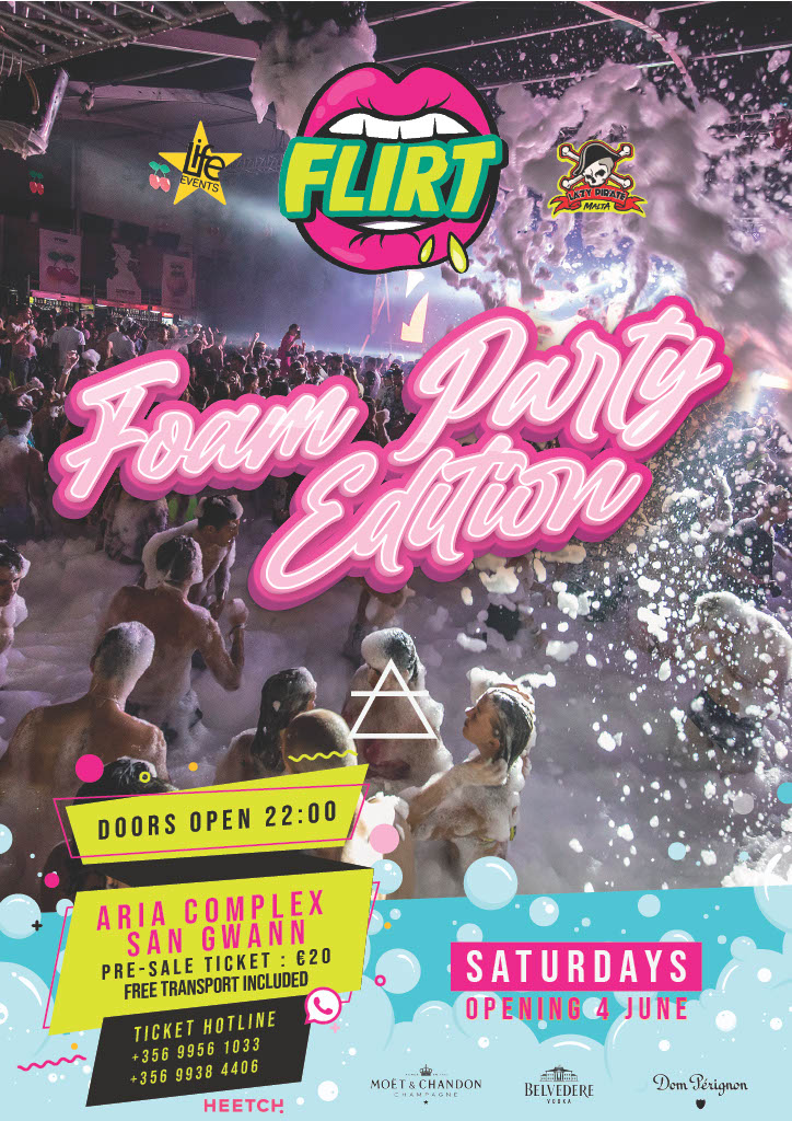 Flirt foam party flyer